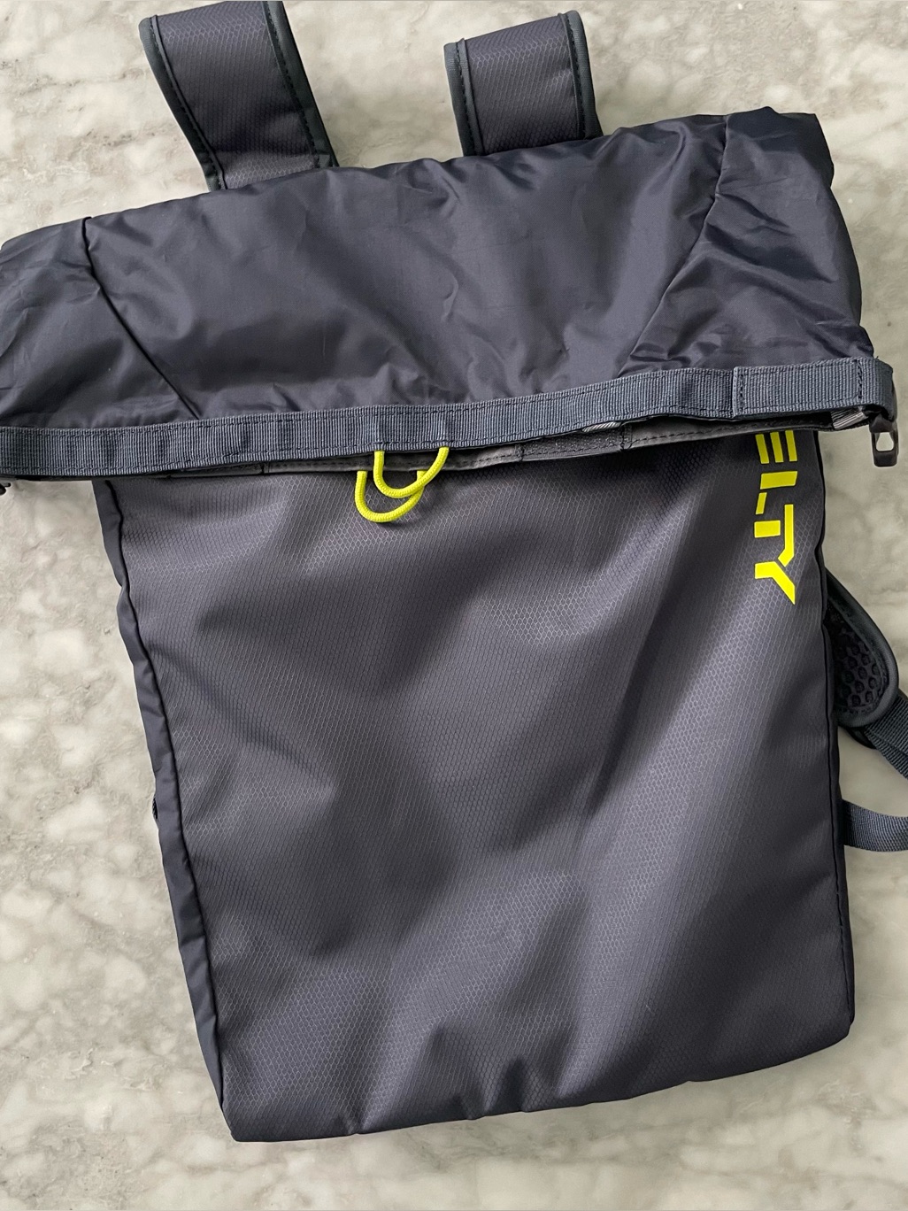 Kelty Gray Roll-Top Backpack With Neon Yellow Accent